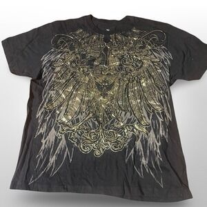 XAR UNLIMITED Mens Black Eagle Graphic‎ T Shirt Size Large Y2K , goth emo street